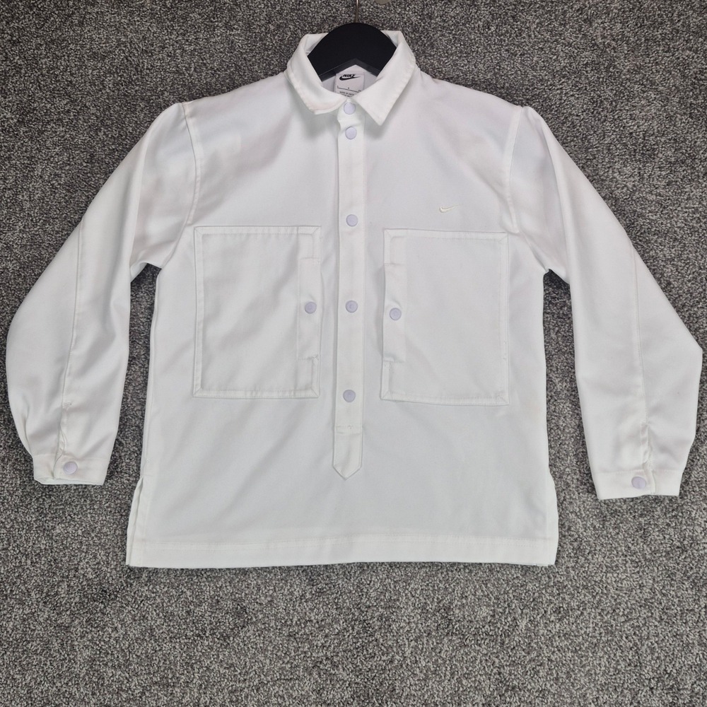 Nike Sportswear Metro Ground Shirt Big Kids Small (8-10) White Snap Buttons